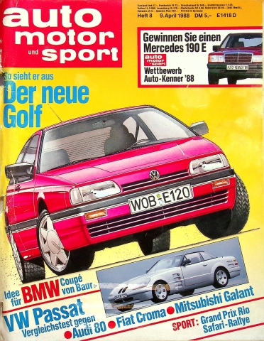 Deckblatt Auto Motor und Sport (08/1988)